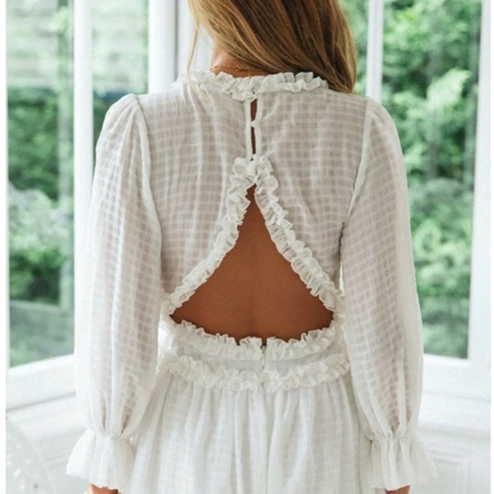 BNWT See through ruffle trim romper/ beach coverup XL - Picture 3 of 6